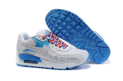 Nike Air Max 90 Womenss Shoes Wholesale White Blue Online Store